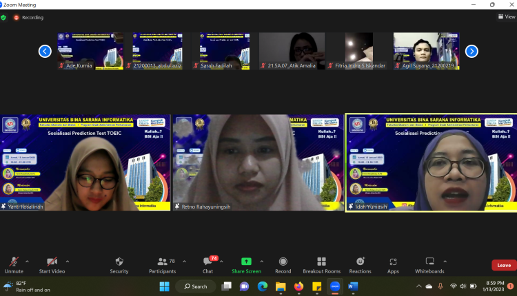 Sosialisasi Test TOEIC Pada Program Studi Administrasi Perkantoran Universitas BSI