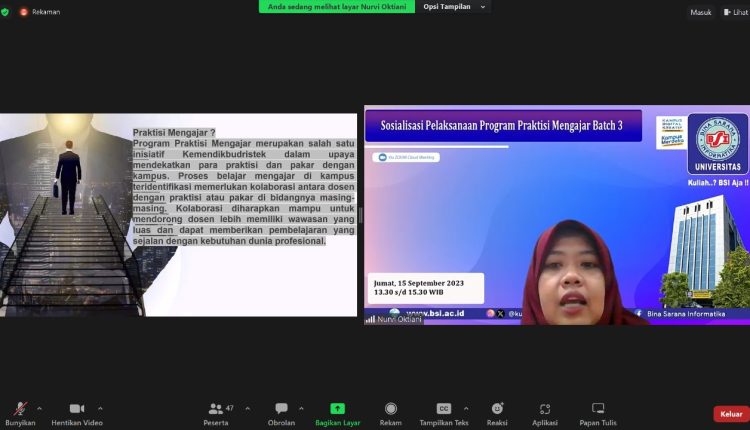 Sosialisasi Pelaksanaan Program Praktisi Mengajar Angkatan 3 Tahun 2023 Universitas BSI
