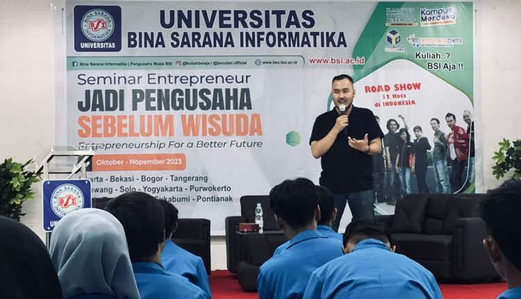 Ratusan Mahasiswa Universitas BSI Kampus Tasikmalaya Mengikuti Seminar Entrepreneur