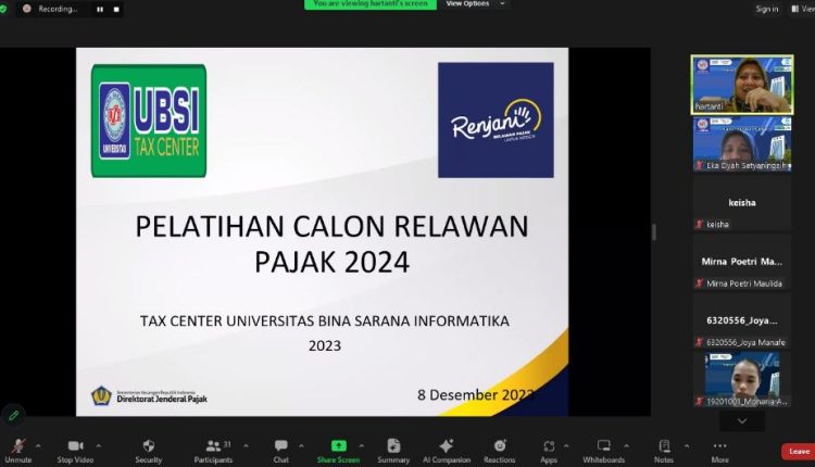 Tax Center Universitas BSI Memberi Pelatihan Calon Relawan Pajak 2024