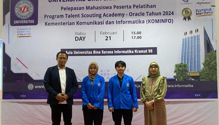 Universitas BSI Lepas Mahasiswa Peserta Pelatihan Program Talent Scouting Academy-Oracle Kominfo Tahun 2024