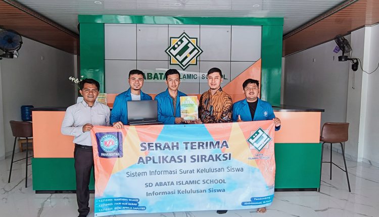 mahasiswa Universitas BSI (Bina Sarana Informatika) kampus Karawang resmi menyerahkan aplikasi inovatif untuk Sekolah Dasar Islam Terpadu (SD IT) Abata