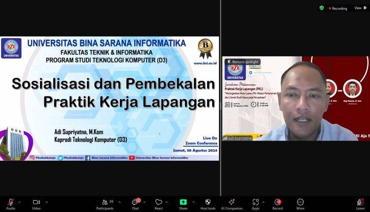 Sosialisasi Pelaksanaan Praktik Kerja Lapangan (PKL) Mahasiswa Prodi Teknologi Komputer D3 Universitas BSI