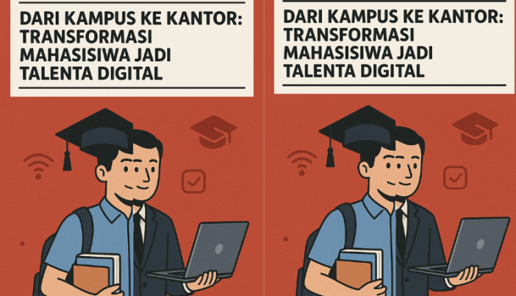 Mahasiswa UBSI bertransformasi menjadi talenta digital, menggambarkan peralihan dari dunia kampus ke dunia kerja