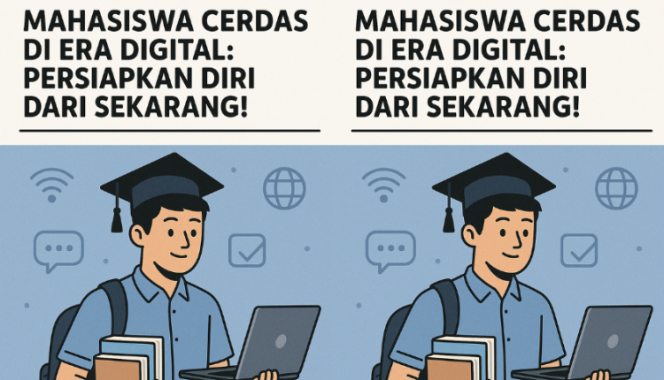 Seorang mahasiswa menggambarkan kesiapan menghadapi era digital melalui pendidikan dan teknologi.