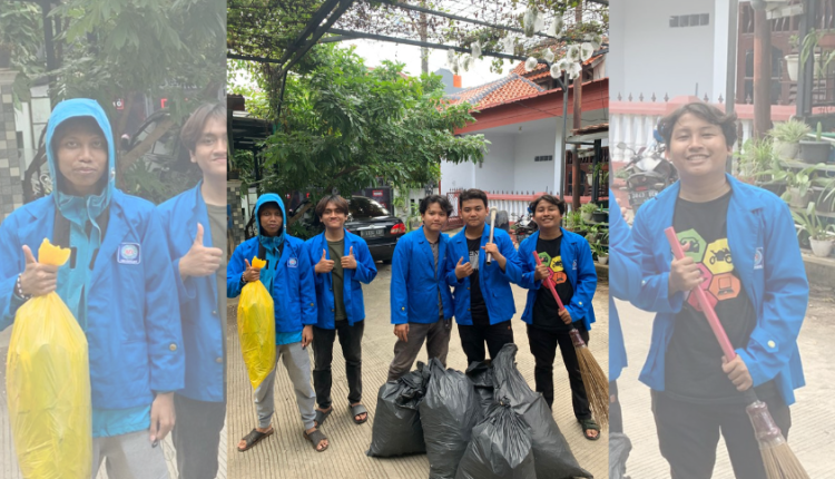 Mahasiswa UBSI Gotong Royong Bersihkan Lingkungan di Perwira Bekasi Utara