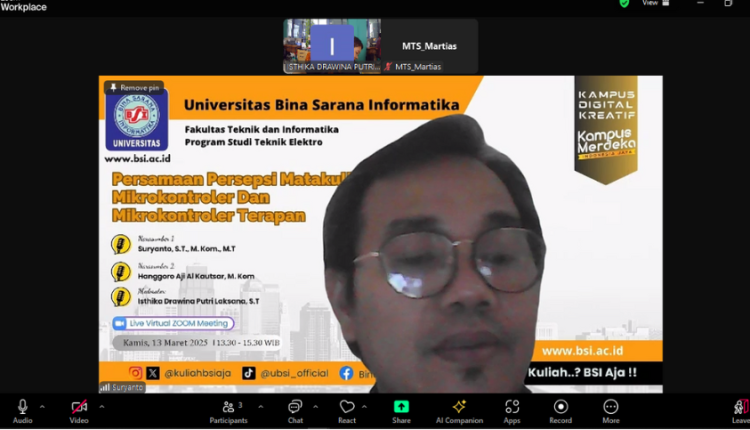 Persamaan Persepsi Mata Kuliah Mikrokontroler UBSI yang diikuti dosen Teknik Elektro melalui Zoom Meeting.