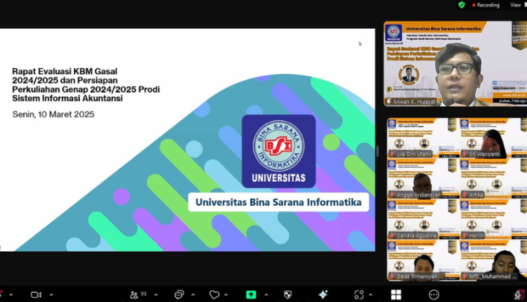 Zoom rapat evaluasi KBM dan strategi semester Genap UBSI Kampus Kota Bogor yang diikuti oleh dosen.