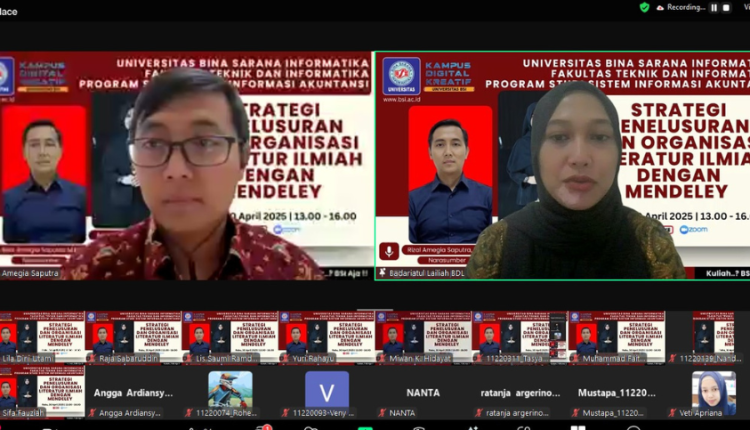 Mahasiswa UBSI Semester 6 Program Studi Sistem Informasi Akuntansi mengikuti pelatihan penggunaan Mendeley secara daring.