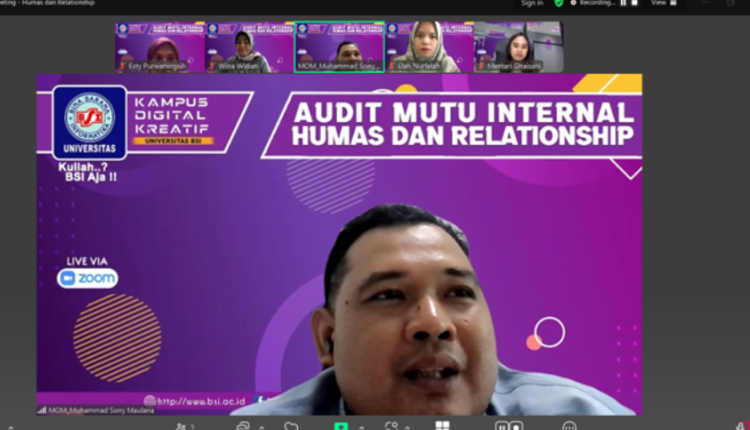 Pelaksanaan Audit Internal Unit Kerja Humas dan Relationship UBSI melalui Zoom Meeting untuk mendorong budaya mutu