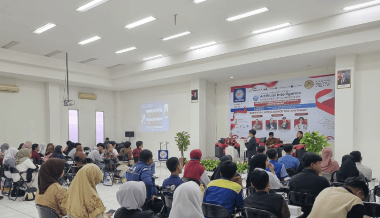 Suasana seminar AI di UBSI Kampus Bekasi yang menghadirkan kolaborasi sekolah siswa dan guru dalam rangka menyiapkan generasi cerdas digital
