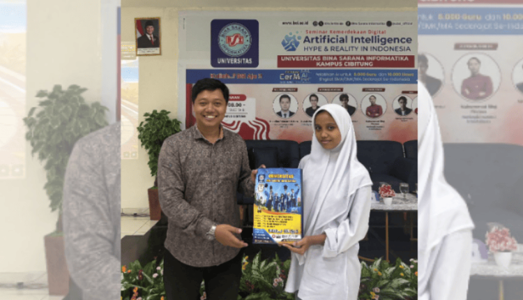 Foto bersama siswa peserta Seminar Kemerdekaan Digital UBSI Kampus Cibitung dengan tema AI Jadi Kunci Transformasi Pendidikan
