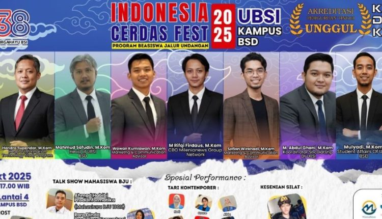 Rayakan HUT ke-38 UBSI Kampus BSD Hadirkan Indonesia Cerdas Fest 2025 sebagai Ajang Sinergi Ilmu dan Seni