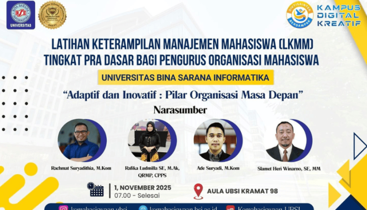 UBSI Siap Gelar LKMM Pra Dasar bagi Pengurus Organisasi Mahasiswa