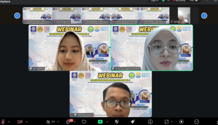 Dokumentasi kegiatan Webinar Literasi Digital Akademik Perpustakaan UBSI melalui Zoom Meeting