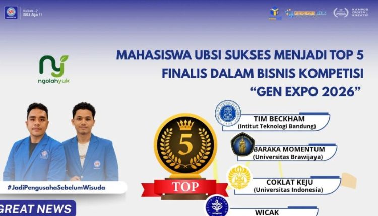 Tim Bisnis Mahasiswa UBSI Masuk TOP 5 Finalis Business Plan Competition GEN EXPO 2026