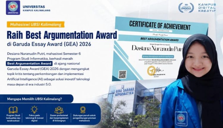 Mahasiswi UBSI Kampus Kalimalang Raih Prestasi Nasional di Garuda Essay Award 2026